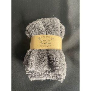 Fashion Boutique Womens Fuzzy Socks Grey Plush Cozy Warm Sleep Lounge Socks NEW